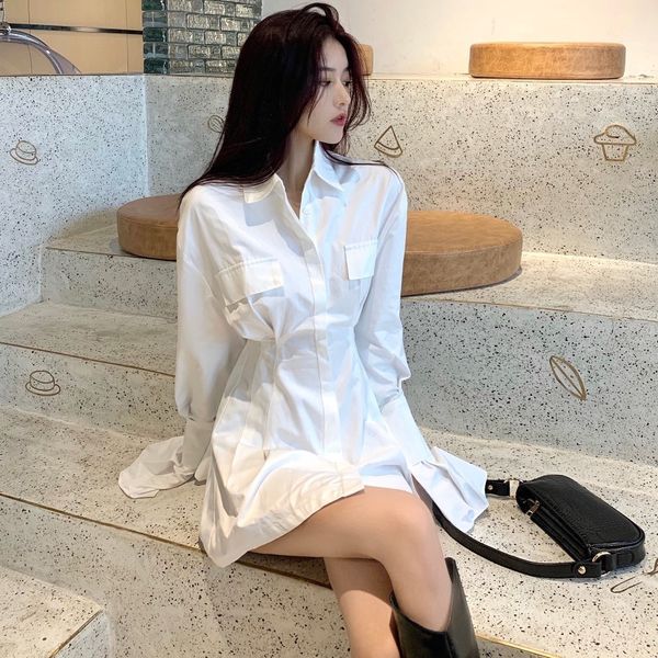 autumn 2020 new style waist closing horn long sleeve white shirt slim a-line dress for women
autumn 2020 new style waist closing horn long sleeve white shirt slim a-line dress for women
