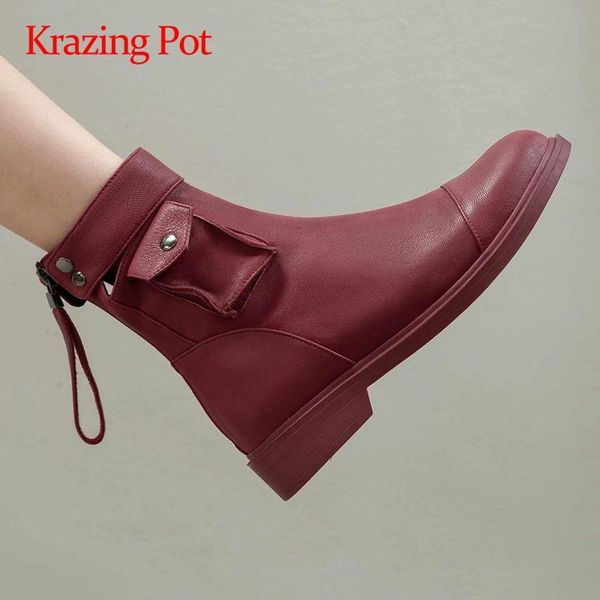 krazing pot 2020 motorcycle boots sheep leather punk three colors round toe thick med heel zipper handsome basic ankle boots l03, Black
krazing pot 2020 motorcycle boots sheep leather punk three colors round toe thick med heel zipper handsome basic ankle boots l03, Black