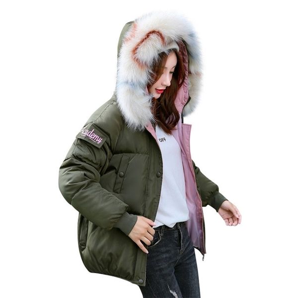 chic short fur coat hooded winter down coat female oversize jacket cotton padded wadded parkas wind breaker sleeves big pocket 201119, Black
chic short fur coat hooded winter down coat female oversize jacket cotton padded wadded parkas wind breaker sleeves big pocket 201119, Black