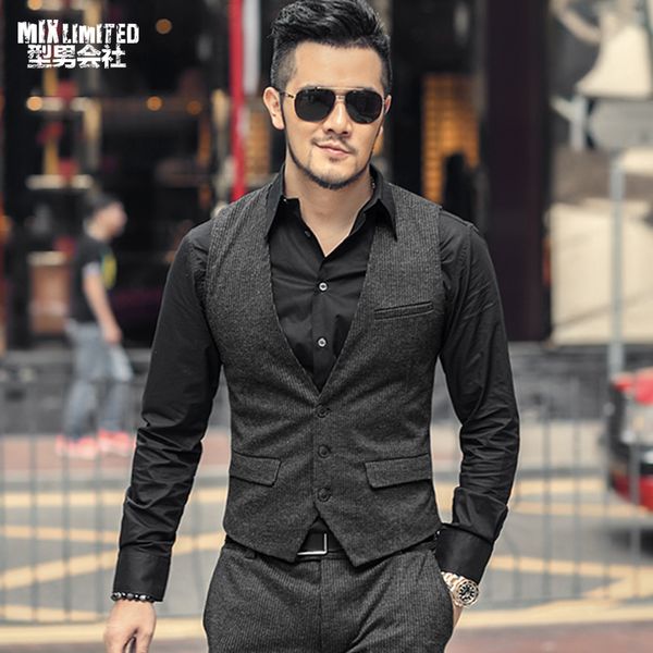 autumn and winter wear vertical ribbon casual stripe slim men's decoration body armor vest men m87-2, Black;white
autumn and winter wear vertical ribbon casual stripe slim men's decoration body armor vest men m87-2, Black;white