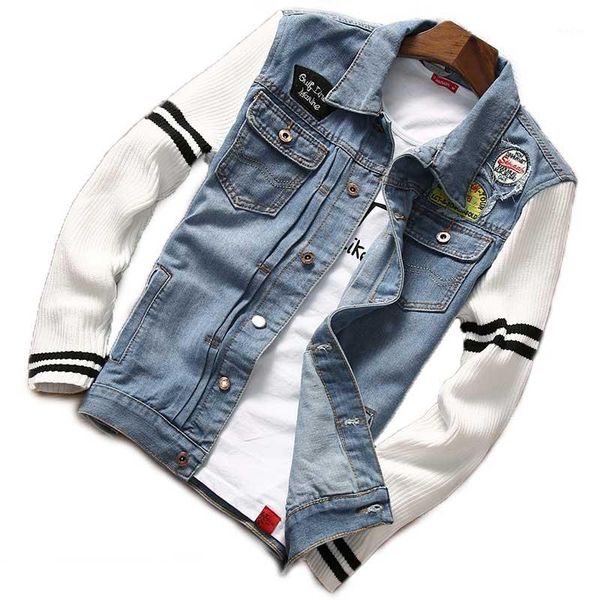 men's vintage badge denim jacket with knit sleeve cowboy coat jeans jackets black dark blue 3 colors1, Black;brown
men's vintage badge denim jacket with knit sleeve cowboy coat jeans jackets black dark blue 3 colors1, Black;brown