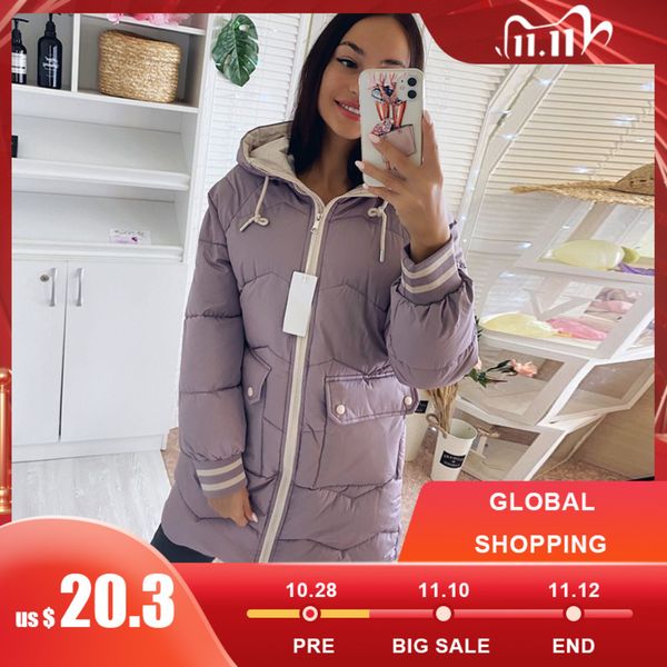 winter mid-long women jacket 2020 new casual thick warm hooded parkas jackets female pocket sintepon snow coats s-3xl, Black 
winter mid-long women jacket 2020 new casual thick warm hooded parkas jackets female pocket sintepon snow coats s-3xl, Black