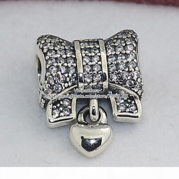 925 sterling silver heart and bow charm bead with clear cz fits european pandora style jewelry bracelets necklaces & pendant, Black
925 sterling silver heart and bow charm bead with clear cz fits european pandora style jewelry bracelets necklaces & pendant, Black