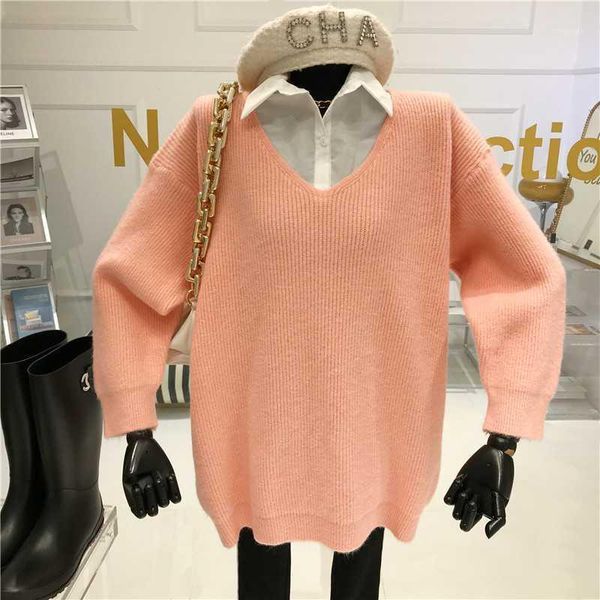fake two piece pullover knitted sweater women's winter 2021 niche design new fashion loose v-neck knit, White;black
fake two piece pullover knitted sweater women's winter 2021 niche design new fashion loose v-neck knit, White;black