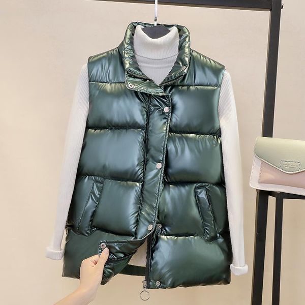 women's vests 2021 autumn and winter waistcoat short down cotton vest loose jacket casual stand-up collar shiny warm, Black;white
women's vests 2021 autumn and winter waistcoat short down cotton vest loose jacket casual stand-up collar shiny warm, Black;white