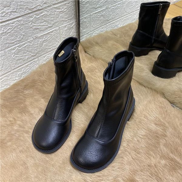 boots deat 2021 spring autumn fashion casual square head thick heel leather single shoes women short cool sf613, Black 
boots deat 2021 spring autumn fashion casual square head thick heel leather single shoes women short cool sf613, Black
