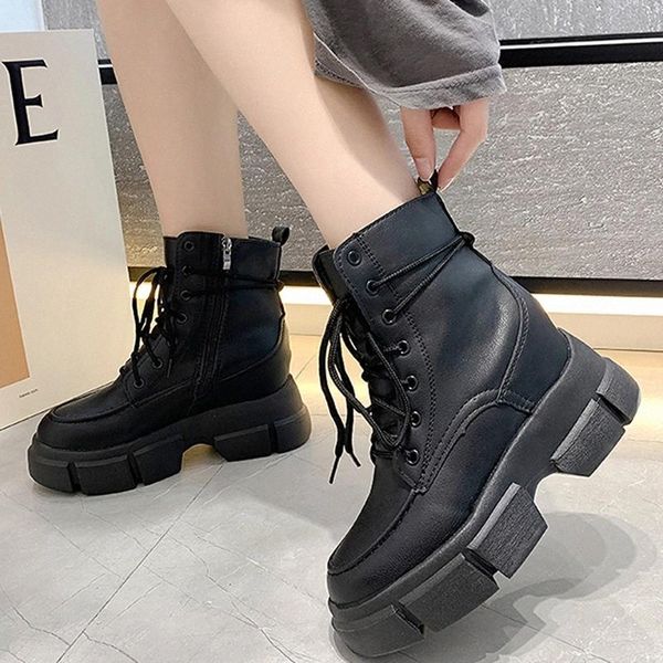 lucyever fashion lace up chunky ankle boots for women black hidden heels platform booties shoes woman waterproof pu leather bota #ea7s
lucyever fashion lace up chunky ankle boots for women black hidden heels platform booties shoes woman waterproof pu leather bota #ea7s