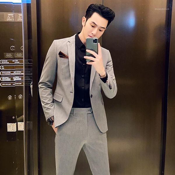 men's suits & blazers jacket + pant two-piece coat trousers one button spring men business slim suit sets wedding dress1, White;black
men's suits & blazers jacket + pant two-piece coat trousers one button spring men business slim suit sets wedding dress1, White;black