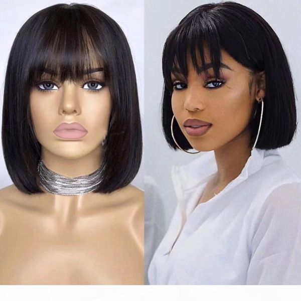 bob wig with bangs for black women 100% unprocessed human hair straight peruvian virgin hair full machine made wigs can be permed & dyed, Black;brown
bob wig with bangs for black women 100% unprocessed human hair straight peruvian virgin hair full machine made wigs can be permed & dyed, Black;brown