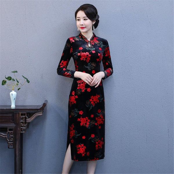 cheongsam women's autumn and winter improved improved cheongsam mid-length plus size slimming chinese style mother dress, Black;gray
cheongsam women's autumn and winter improved improved cheongsam mid-length plus size slimming chinese style mother dress, Black;gray