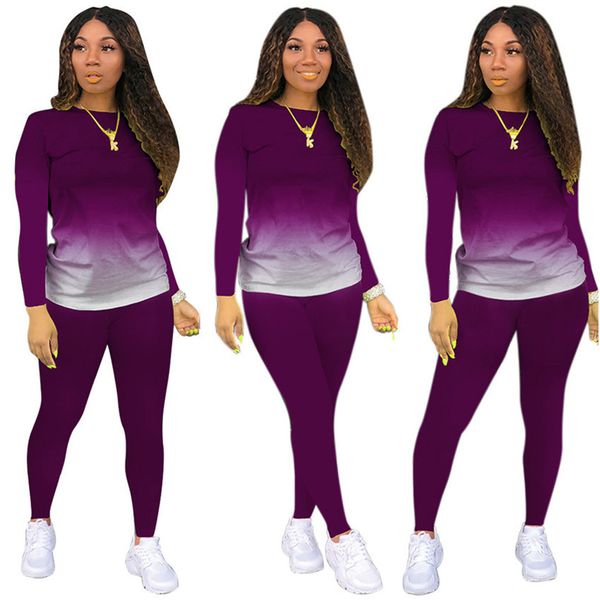новые женщины tracksuit solid color gradient круглый ворот с длинным рукавом футболка топы брюки поножи повседневной двухкусочной экипировко, Gray
новые женщины tracksuit solid color gradient круглый ворот с длинным рукавом футболка топы брюки поножи повседневной двухкусочной экипировко, Gray