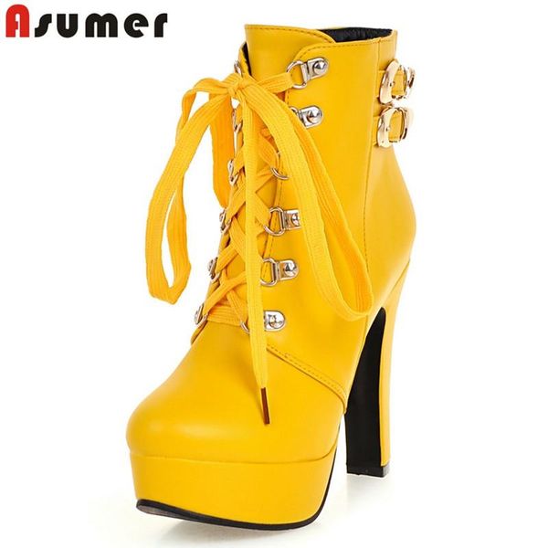 boots asumer 2021 arrive pu leather ankle for women round toe platform lace up with buckle autumn winter shoes, Black
boots asumer 2021 arrive pu leather ankle for women round toe platform lace up with buckle autumn winter shoes, Black