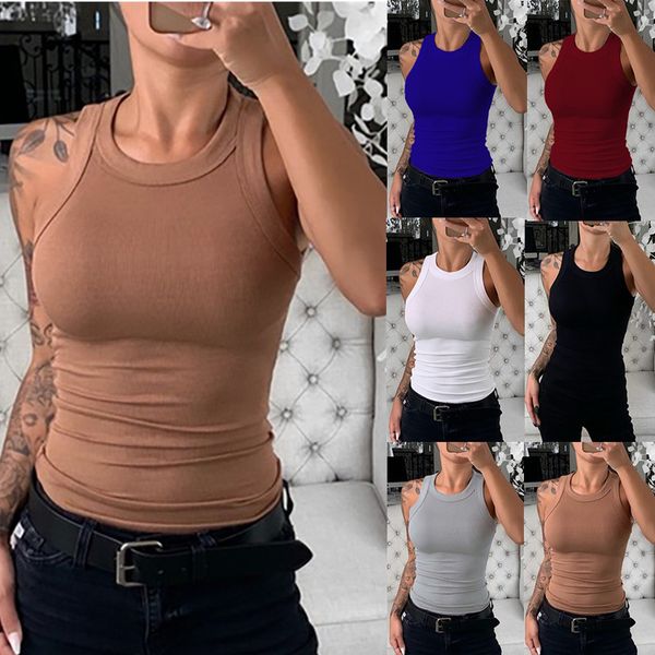 fashion casual vest womens knit sleeveless tshirts summer designer crew neck solid color slim skinny tees females, White
fashion casual vest womens knit sleeveless tshirts summer designer crew neck solid color slim skinny tees females, White