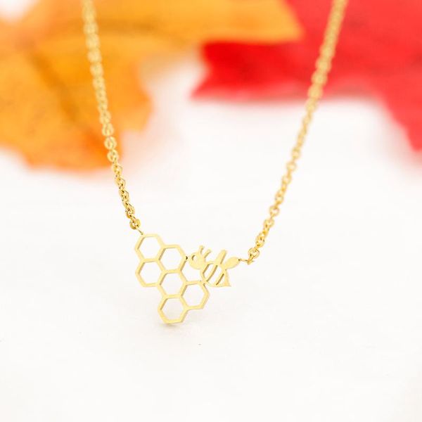 pendant necklaces trendy geometric honey bee honeycomb necklace gold color stainless steel chain girls women jewellery collier femme, Silver
pendant necklaces trendy geometric honey bee honeycomb necklace gold color stainless steel chain girls women jewellery collier femme, Silver