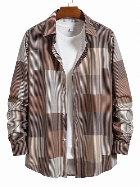 men striped print colorblock shirt without tee 49vj#, White;black
men striped print colorblock shirt without tee 49vj#, White;black