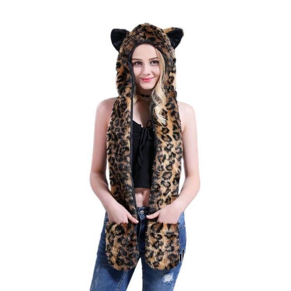 3 in 1 women men fluffy plush animal wolf leopard hood scarf hat with paws mittens gloves thicken winter warm earflap bomber cap, Blue;gray
3 in 1 women men fluffy plush animal wolf leopard hood scarf hat with paws mittens gloves thicken winter warm earflap bomber cap, Blue;gray
