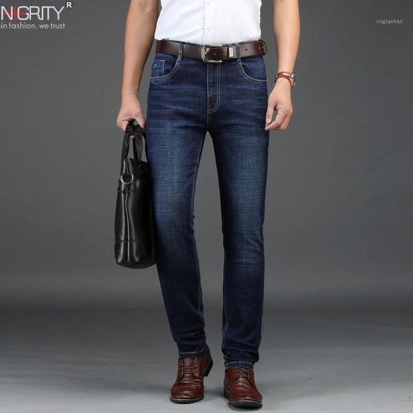 nigrity 2021 new men's straight casual jeans fashion elastic denim trousers dark blue male stretchy pant plus big size 29-421
nigrity 2021 new men's straight casual jeans fashion elastic denim trousers dark blue male stretchy pant plus big size 29-421