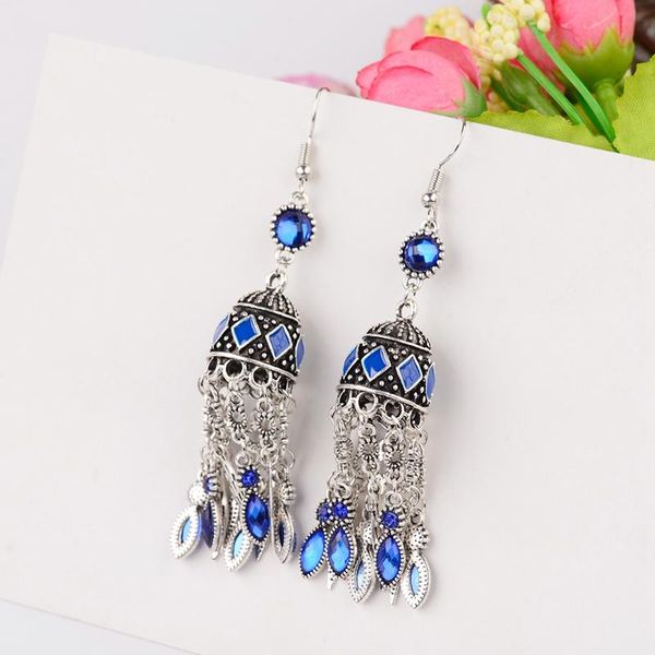 dangle & chandelier douvei vintage blue rhinestone jhumka earrings for women bohemia beaded tassel oorbellen egypt gypsy thailand hxe088, Silver
dangle & chandelier douvei vintage blue rhinestone jhumka earrings for women bohemia beaded tassel oorbellen egypt gypsy thailand hxe088, Silver