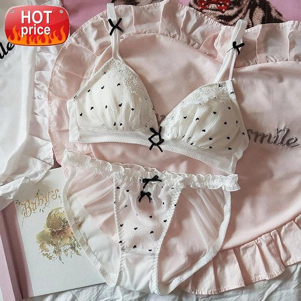 sweet girl heart lace trim white no rims bra underwear set japanese cute bow lolita bra & brief and panty set #ve89, Black;white
sweet girl heart lace trim white no rims bra underwear set japanese cute bow lolita bra & brief and panty set #ve89, Black;white