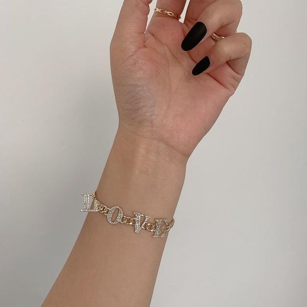 charm bracelets lovoacc romantic shinning rhinestone love letter bracelet for women gold color hollow link chain accessories, Golden;silver
charm bracelets lovoacc romantic shinning rhinestone love letter bracelet for women gold color hollow link chain accessories, Golden;silver