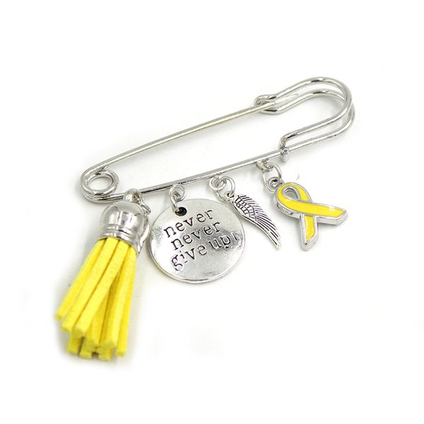 new arrival endometriosis awareness brooch pin never give up cancer yellow ribbon pin brooch safety pins for men women cloth accessories, Gray
new arrival endometriosis awareness brooch pin never give up cancer yellow ribbon pin brooch safety pins for men women cloth accessories, Gray