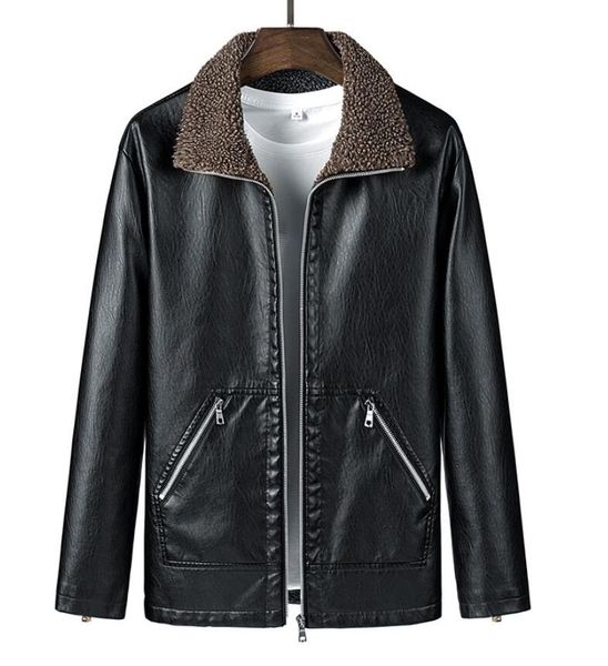 fall/winter new style lapel plus cashmere men's leather jacket trendy handsome loose casual jacket motorcycle jacket, Black
fall/winter new style lapel plus cashmere men's leather jacket trendy handsome loose casual jacket motorcycle jacket, Black