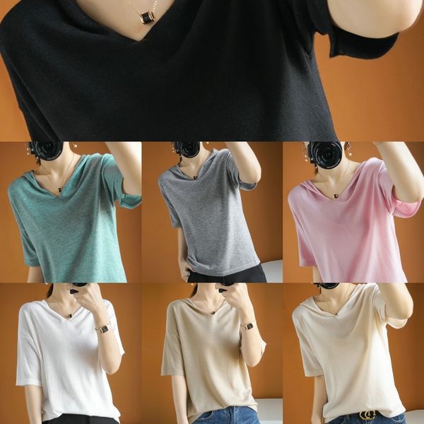 6nhw5 20 summer short wool t-shirt woolworsted ultra thin wool knitted half sleeve solid for women loose and thin t-shirt color hoodie sleev, White
6nhw5 20 summer short wool t-shirt woolworsted ultra thin wool knitted half sleeve solid for women loose and thin t-shirt color hoodie sleev, White