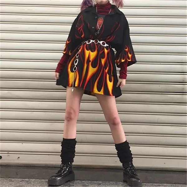 new arrival spring autumn harajuku punk girls blouse shirts gothic flame print blusas loose fashion long coat women outfits 1026, Tan;black
new arrival spring autumn harajuku punk girls blouse shirts gothic flame print blusas loose fashion long coat women outfits 1026, Tan;black