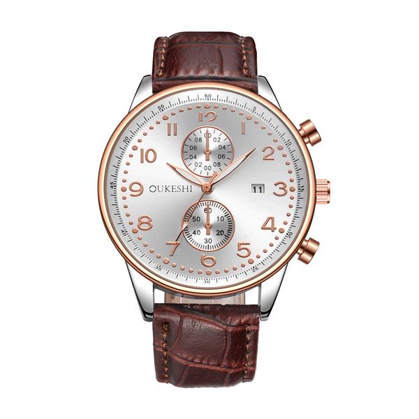 2020 brand men's watch single calendar casual man watches rose gold case men's business belt watch, Slivery;brown
2020 brand men's watch single calendar casual man watches rose gold case men's business belt watch, Slivery;brown