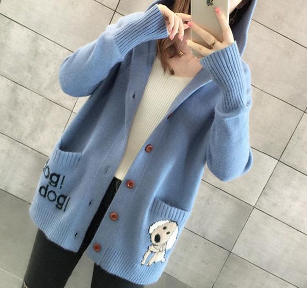 cartoon hooded knitted cardigan women flim loose woman sweater outerwear women cardigan for spring long sleeve knit, White;black
cartoon hooded knitted cardigan women flim loose woman sweater outerwear women cardigan for spring long sleeve knit, White;black