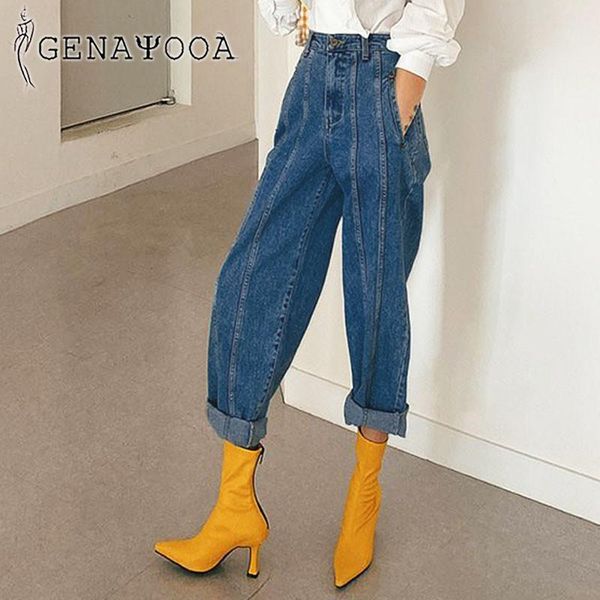 genayooa streetwear harem pants korean style high waist jeans woman blue female boyfriend jeans for women 2020 autumn spring1