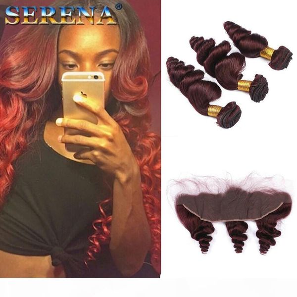 burgundy 99j loose wave hair 3 bundles with 13x4 lace frontal burgundy hair with ear to ear frontal brazilian hair 3 bundles with closure, Black;brown
burgundy 99j loose wave hair 3 bundles with 13x4 lace frontal burgundy hair with ear to ear frontal brazilian hair 3 bundles with closure, Black;brown
