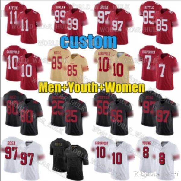 men women 49er youth 10 jimmy garoppolo jersey 85 george kittle 97 nick bosa jerry rice joe montana 44 kyle juszczyk football jerseys, Black;red
men women 49er youth 10 jimmy garoppolo jersey 85 george kittle 97 nick bosa jerry rice joe montana 44 kyle juszczyk football jerseys, Black;red