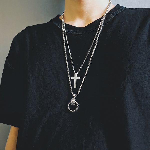 necklaces men's trend ins yuansuo style hip hop personality simple cross net red men and women street fashion accessories, Silver
necklaces men's trend ins yuansuo style hip hop personality simple cross net red men and women street fashion accessories, Silver