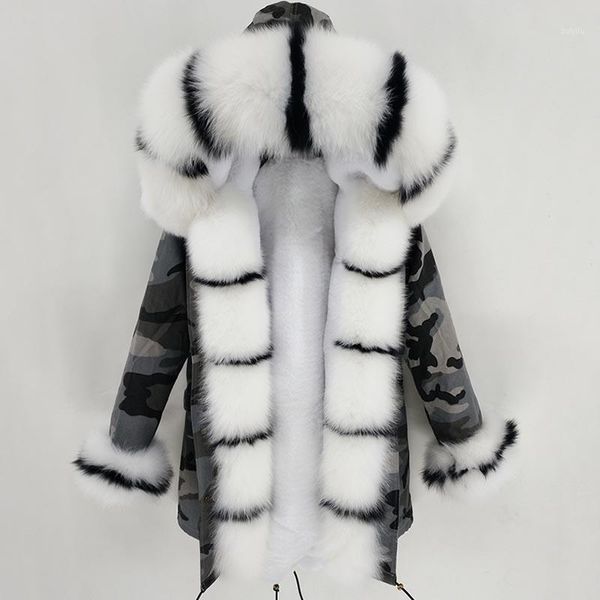 2019 winter women real fur coat gray camouflage out coat long parka natural fur collar hooded faux liner parkas1, Black
2019 winter women real fur coat gray camouflage out coat long parka natural fur collar hooded faux liner parkas1, Black