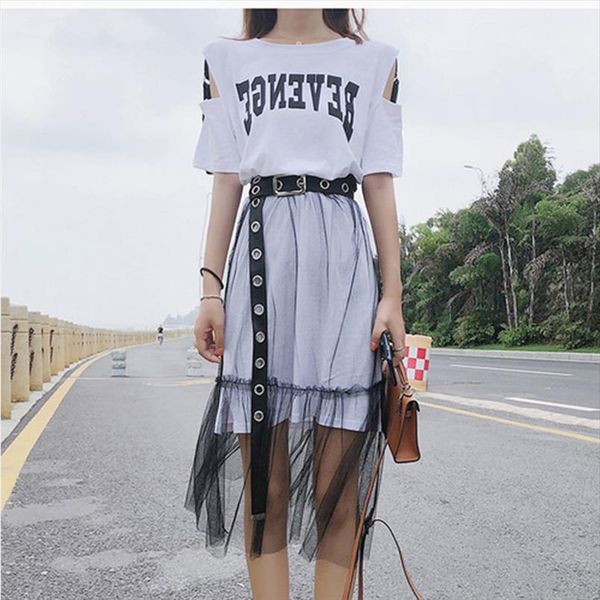 women fashion holes belt skirts suits new 2 piece set women mesh see through skirt casual cotton long strapless t shirt, Gray 
women fashion holes belt skirts suits new 2 piece set women mesh see through skirt casual cotton long strapless t shirt, Gray