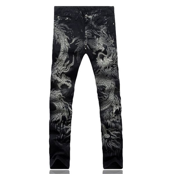 2021 new men's male fashion dragon print jeans colored drawing painted slim denim pants elastic black long trousers 4kym, Blue
2021 new men's male fashion dragon print jeans colored drawing painted slim denim pants elastic black long trousers 4kym, Blue