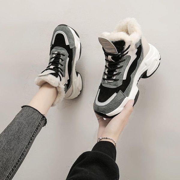 winter sports women's shoes plus velvet warm snow boots color matching fashion high-women's boots thick-soled shoes, Black
winter sports women's shoes plus velvet warm snow boots color matching fashion high-women's boots thick-soled shoes, Black