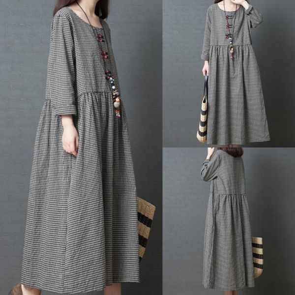 casual dresses women long dress big code girl o-neck japanese style linen sleeve checked boho floral maxi party summer beach, Black;gray
casual dresses women long dress big code girl o-neck japanese style linen sleeve checked boho floral maxi party summer beach, Black;gray