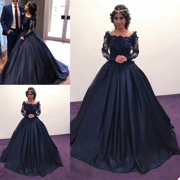 real image navy evening dresses beads appliqued lace ball gown prom dresses long sleeves custom made sweep train formal party pageant gown, Black;red
real image navy evening dresses beads appliqued lace ball gown prom dresses long sleeves custom made sweep train formal party pageant gown, Black;red