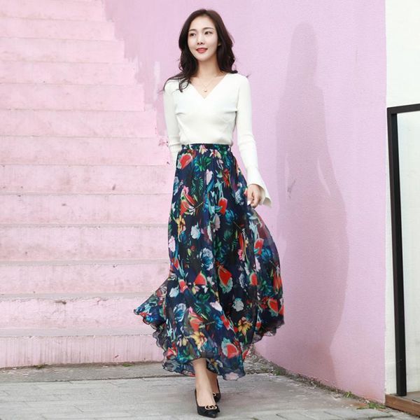 2020 new pattern plus size chic vintage bohemian beach skirt summer long skirts womens holiday maxi floral skirt1, Black
2020 new pattern plus size chic vintage bohemian beach skirt summer long skirts womens holiday maxi floral skirt1, Black