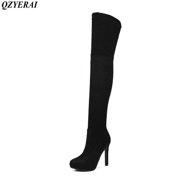 qzyerai newly arrived fine heel boots to thigh high boots female fashionable womens shoes european and american style, Black
qzyerai newly arrived fine heel boots to thigh high boots female fashionable womens shoes european and american style, Black