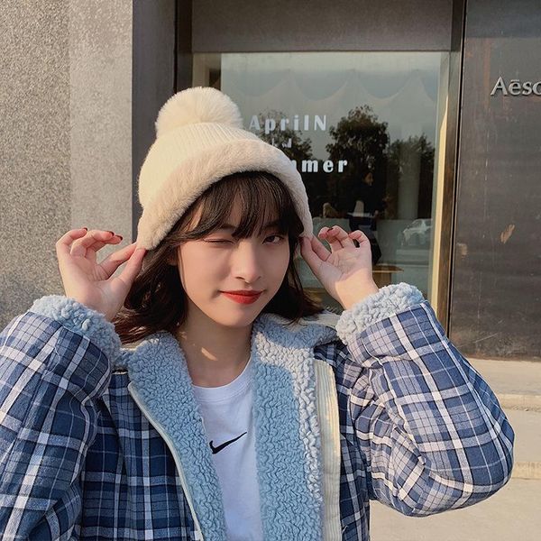 hat women autumn/winter fur ball button woolen cap winter solid color warmth thick plush knitted cap, Blue;gray
hat women autumn/winter fur ball button woolen cap winter solid color warmth thick plush knitted cap, Blue;gray