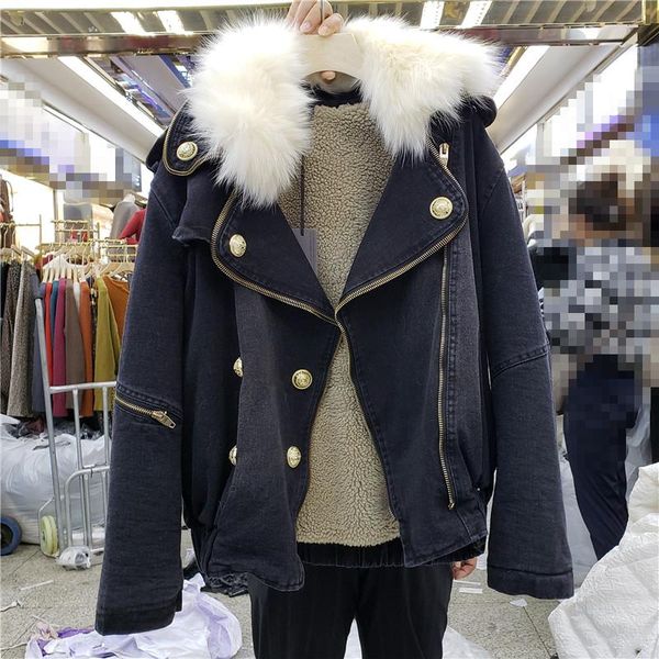 2020 winter new button denim jacket heavy work large fur collar loose lamb wool liner coat for women fashion thick jeans jackets, Black;brown
2020 winter new button denim jacket heavy work large fur collar loose lamb wool liner coat for women fashion thick jeans jackets, Black;brown
