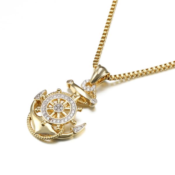 europe and america creative punk necklace new zircon gold plated fashion hip hop anchor pendant 925 sterling silver jewelry
europe and america creative punk necklace new zircon gold plated fashion hip hop anchor pendant 925 sterling silver jewelry
