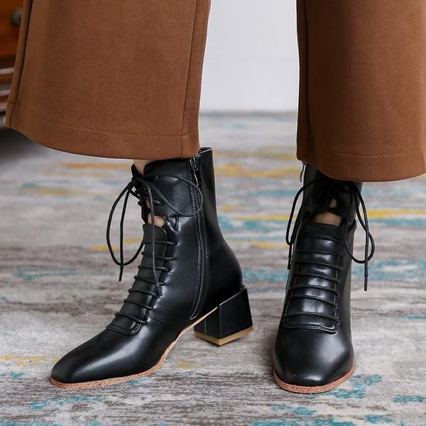 quality woman boots shoes lace up cross-tied side zipper martin boots block high heels ankle ladies chunky booties size 46, Black
quality woman boots shoes lace up cross-tied side zipper martin boots block high heels ankle ladies chunky booties size 46, Black