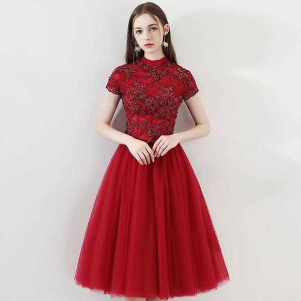 Robe de soiree 2021 Wine Red High Neck Elegant Beads Cap sleeve back A line Elegant Lace Vestido de festa Party Prom dresses evening
Robe de soiree 2021 Wine Red High Neck Elegant Beads Cap sleeve back A line Elegant Lace Vestido de festa Party Prom dresses evening