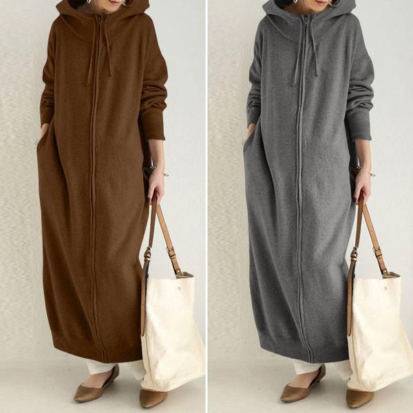 2020 zanzea women's sweatshirts elegant hooded hoodies coats casual zipper long sleeve outwears female solid maxi robe plus size, Black
2020 zanzea women's sweatshirts elegant hooded hoodies coats casual zipper long sleeve outwears female solid maxi robe plus size, Black