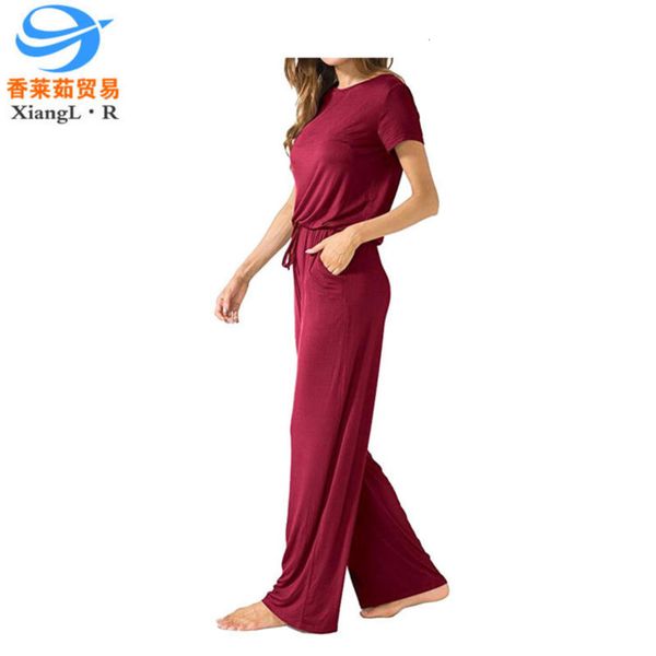 short 2019 fashion new sleeve casual round neck elastic waist drawstring wide leg jumpsuit, Black;gray
short 2019 fashion new sleeve casual round neck elastic waist drawstring wide leg jumpsuit, Black;gray