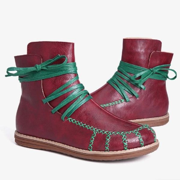 women flats ankle boots autumn winter pu leather lace up ladies shoes platform sewing punk martin boots zapatos mujer, Black
women flats ankle boots autumn winter pu leather lace up ladies shoes platform sewing punk martin boots zapatos mujer, Black
